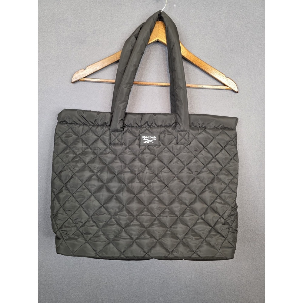 Reebok Puffer Tote Bag Soft Side Black Zip Top Nylon Travel Gym‎ Bag 18x13x6
